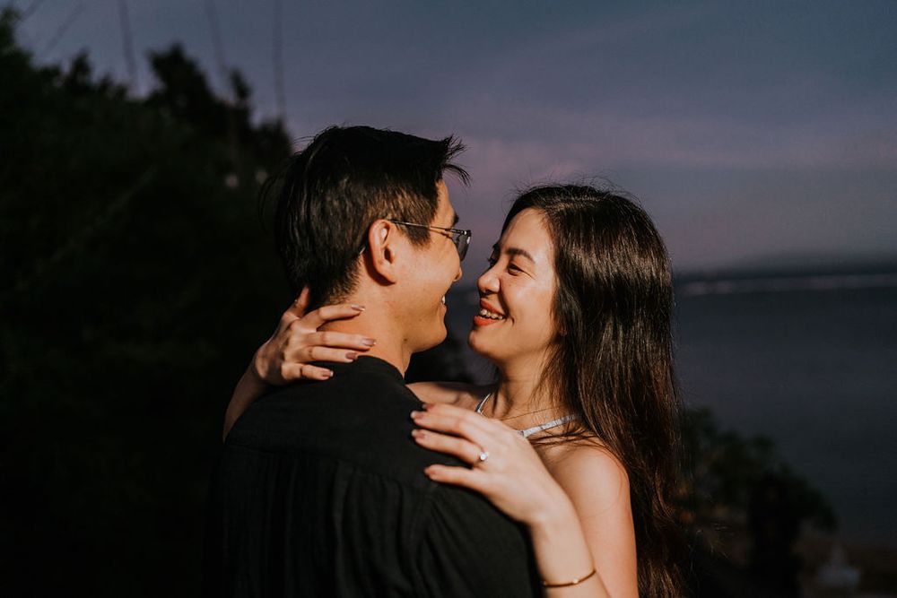 Romantic engagement photoshoot at Maya Sanur with professional Bali photography services.