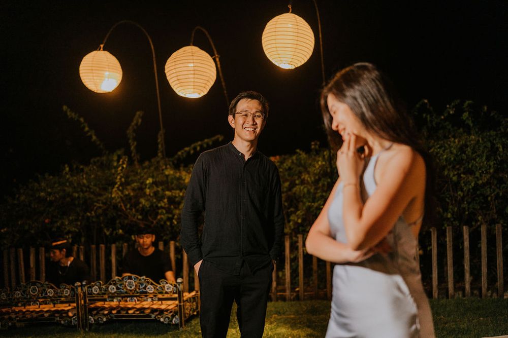 Professional Bali photoshoot services for romantic engagement at Maya Sanur.