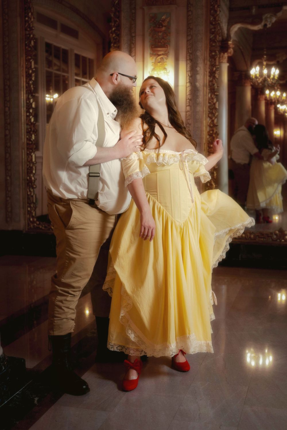 Fantasy painterly photograph. Dramatic romance book cover.Davenport Hotel.