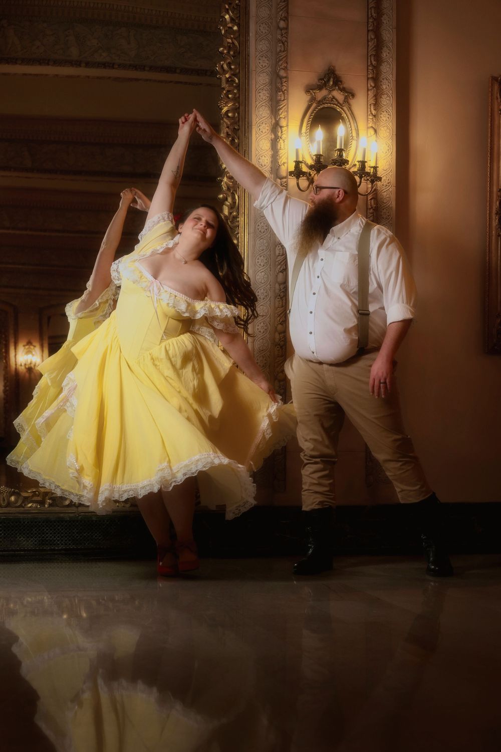 Fantasy painterly photograph. Dramatic romance book cover.Davenport Hotel.