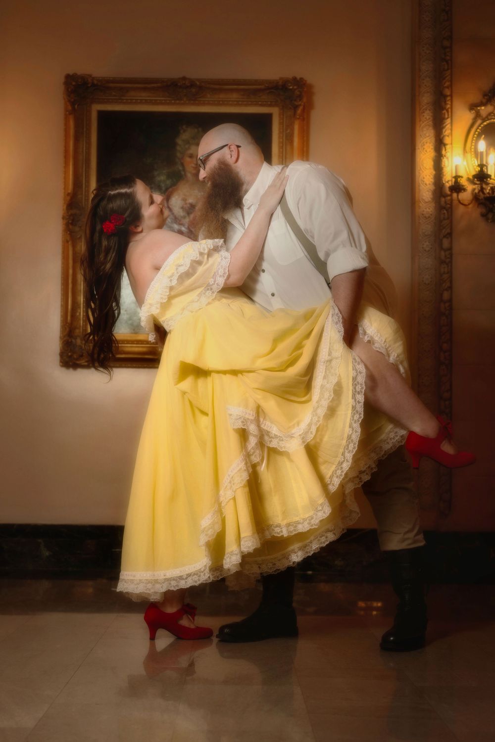 Fantasy painterly photograph. Dramatic romance book cover.Davenport Hotel.