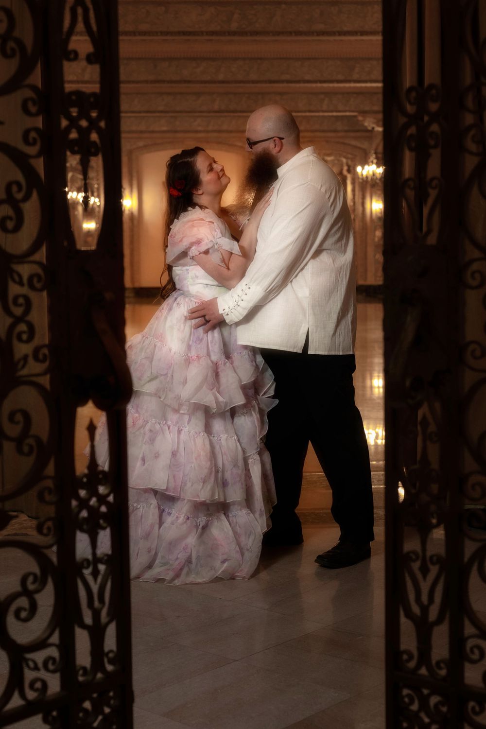 Fantasy painterly photograph. Dramatic romance book cover.Davenport Hotel.