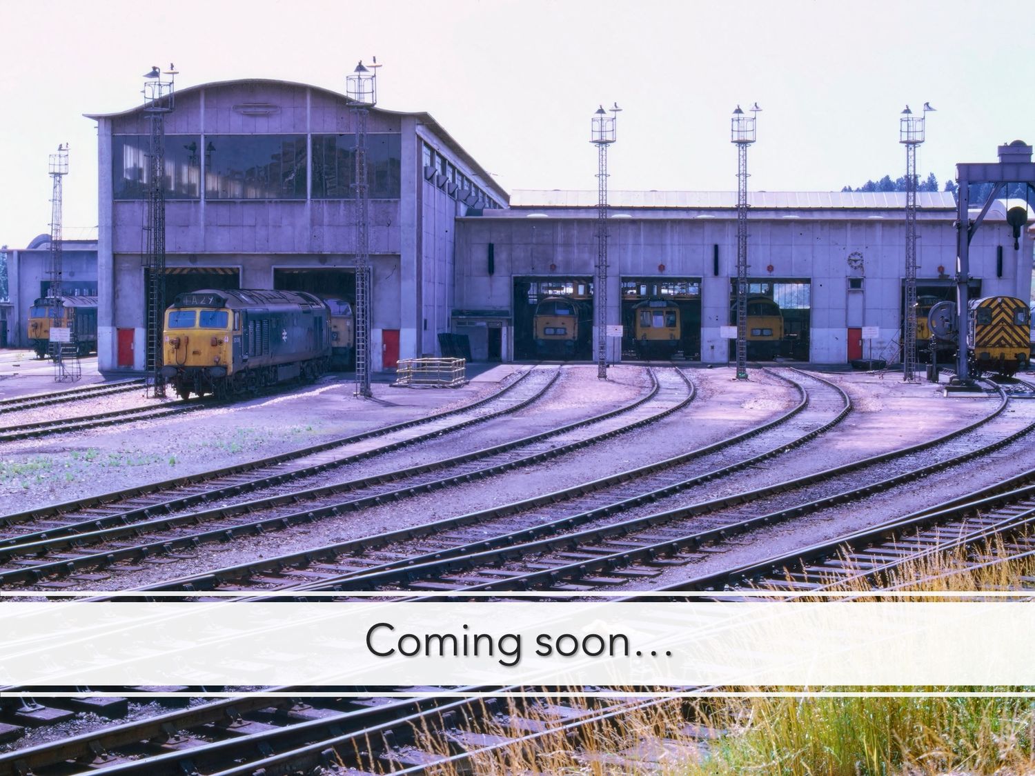 Plymouth Laira Railway Diesel Maintenance Depot seen from a passing train on the afternoon of 21st July 1974