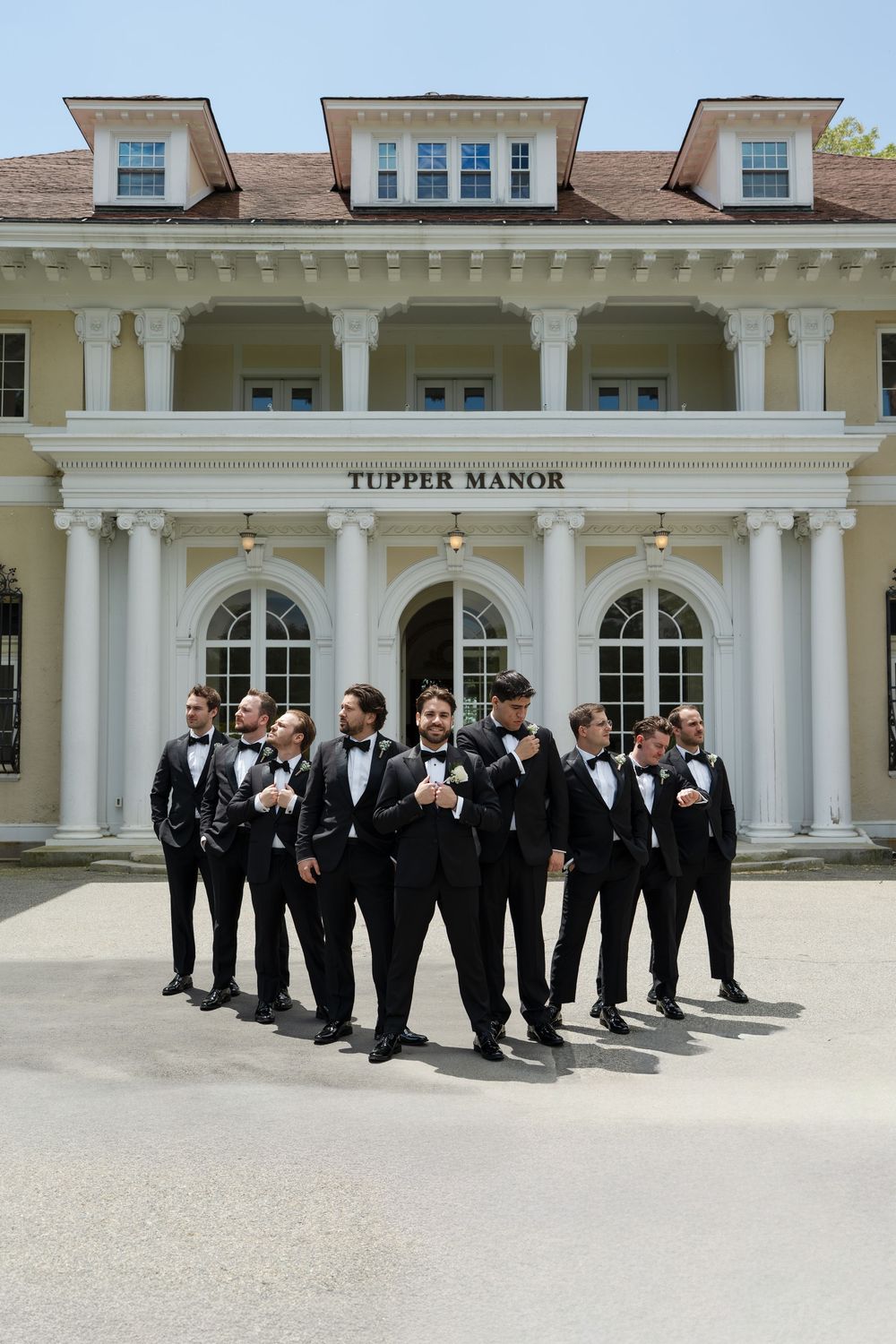 bridal party at tupper manor mansion in beverly massachusetts