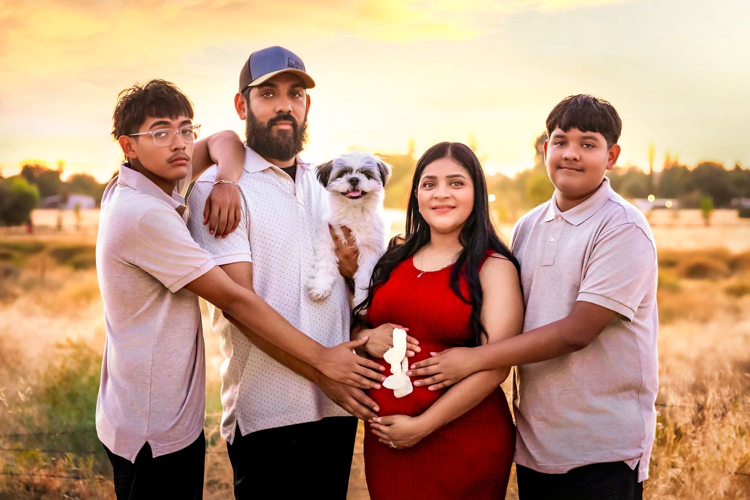 Family captured in Fresno's Woodward Park during golden hour by colibri captures in beautiful sunset