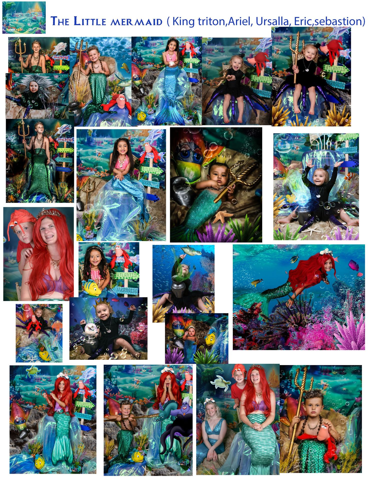 Children dressed as Aladdin, Jasmine, Jafar, and Genie in colorful Arabian Nights themed photo collage.