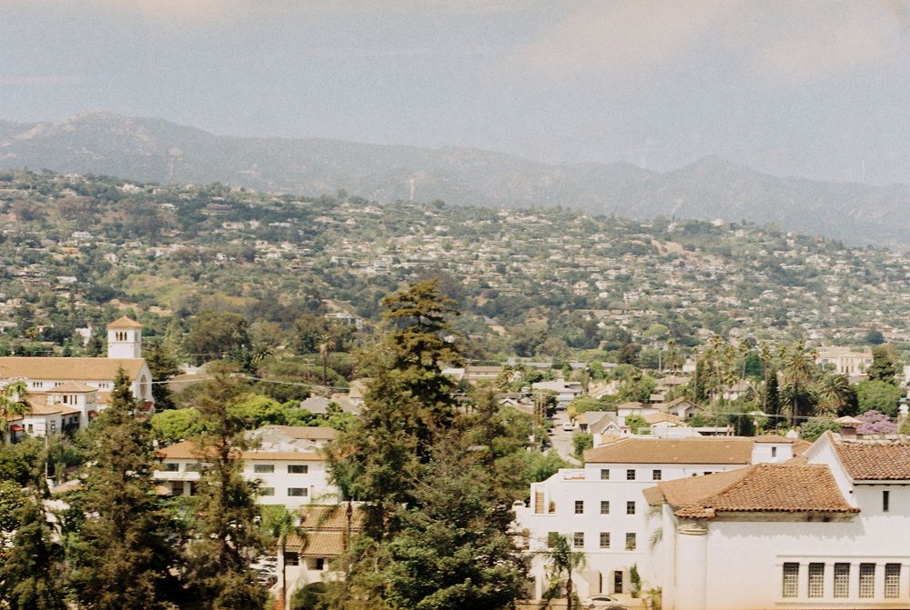 Editorial landscape film photo of Santa Barbara from the Clock Tower at the Courthouse