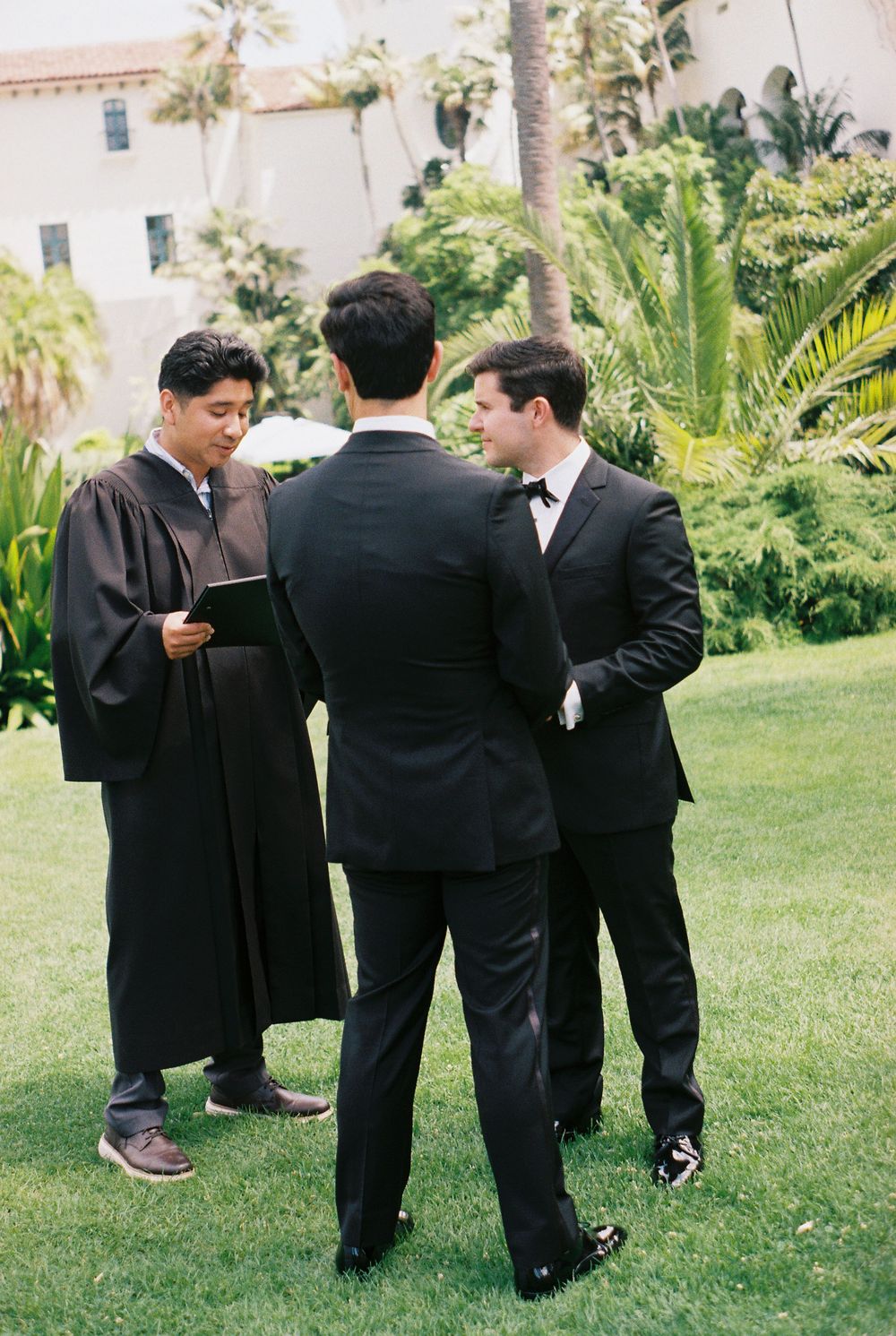 A wedding ceremony for two gay men at the Santa Barbara Courthouse