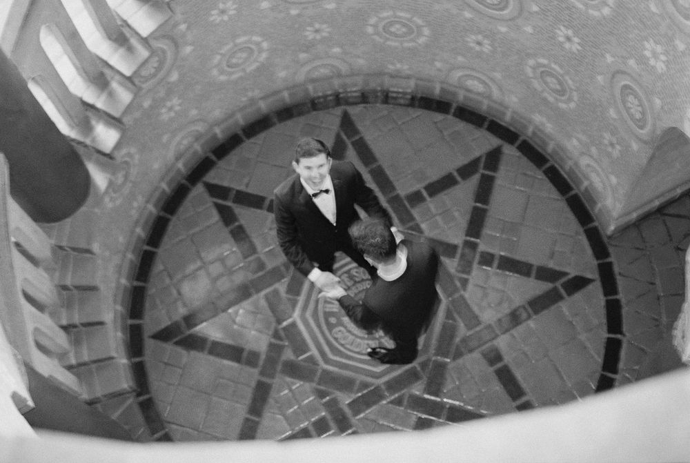 Blurry modern film portrait of LGBT couple in Santa barbara