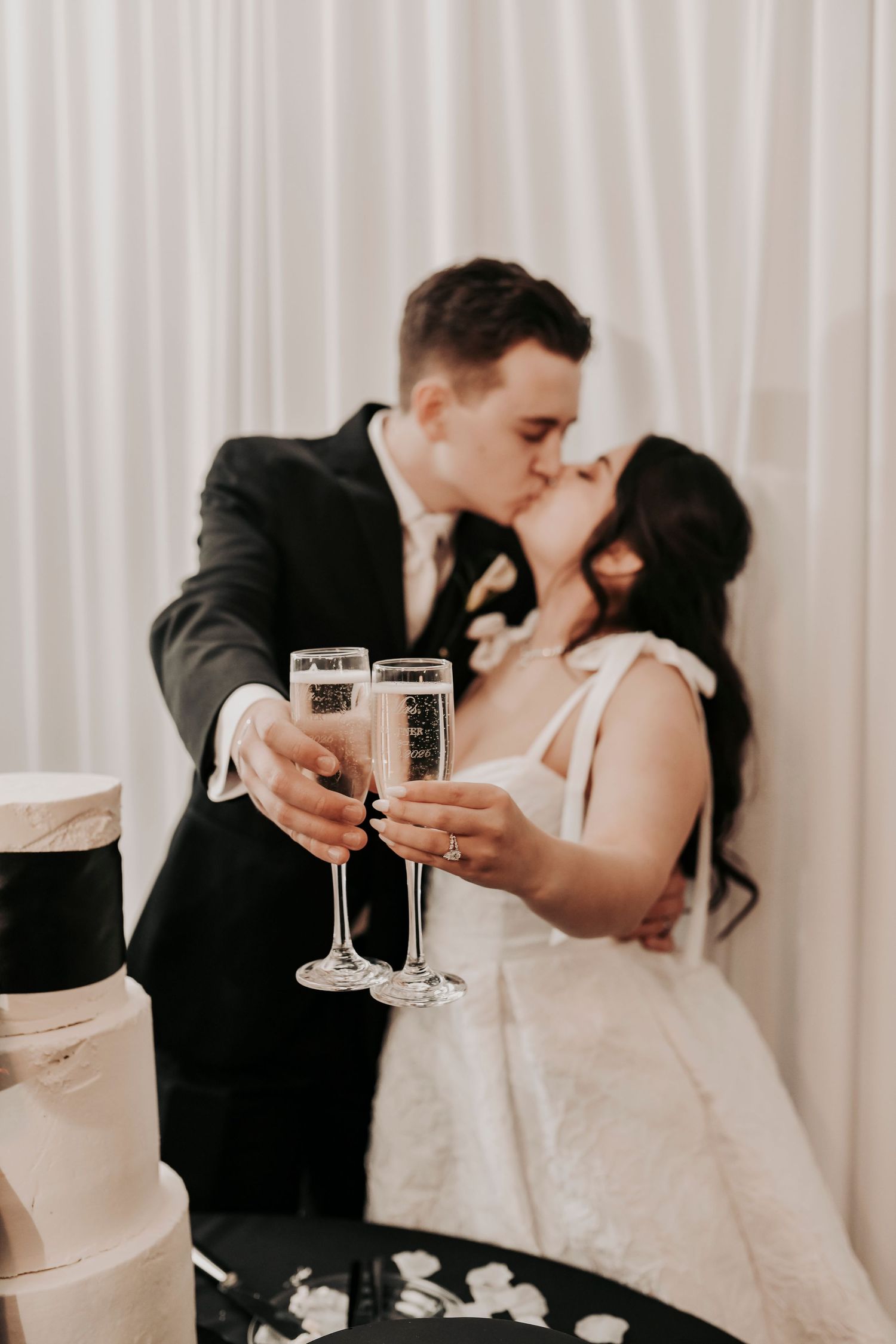 Elegant wedding desserts displayed during reception