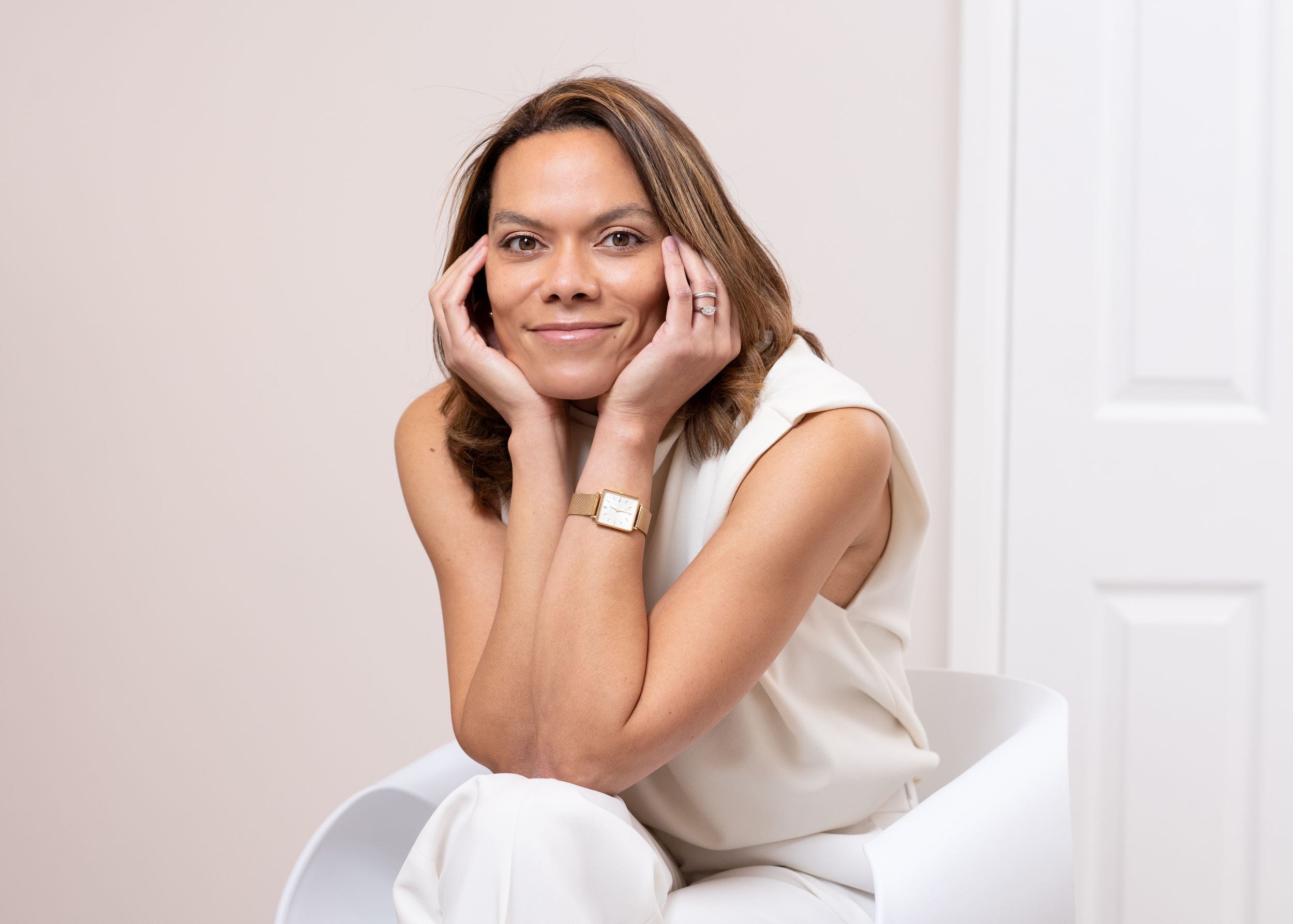 Series of casual portraits showing relaxed poses against neutral wall background.