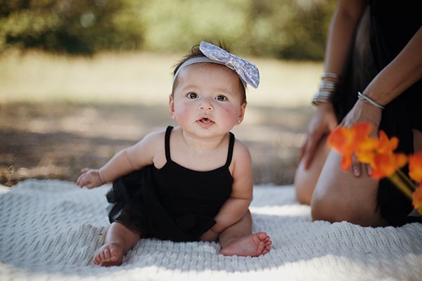 Baby Portrait while on a picnic blanket.