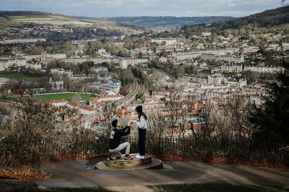 Surprise proposal in Bath , Alexandra Park with stunning views
