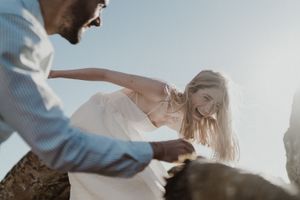 Intimate elopement moment in Portugal, captured in natural light