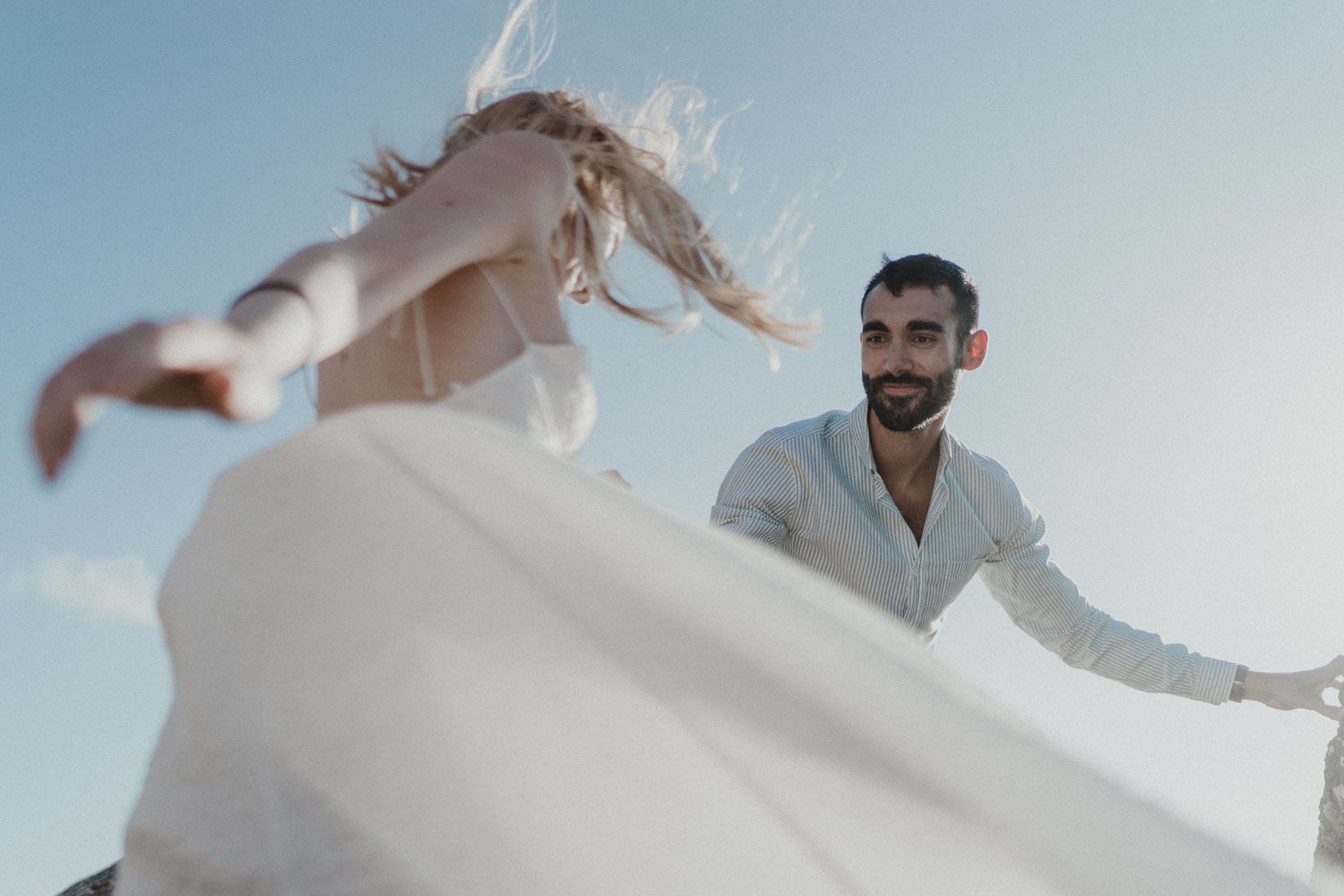 Real moment captured during an elopement on the Portuguese coast.
