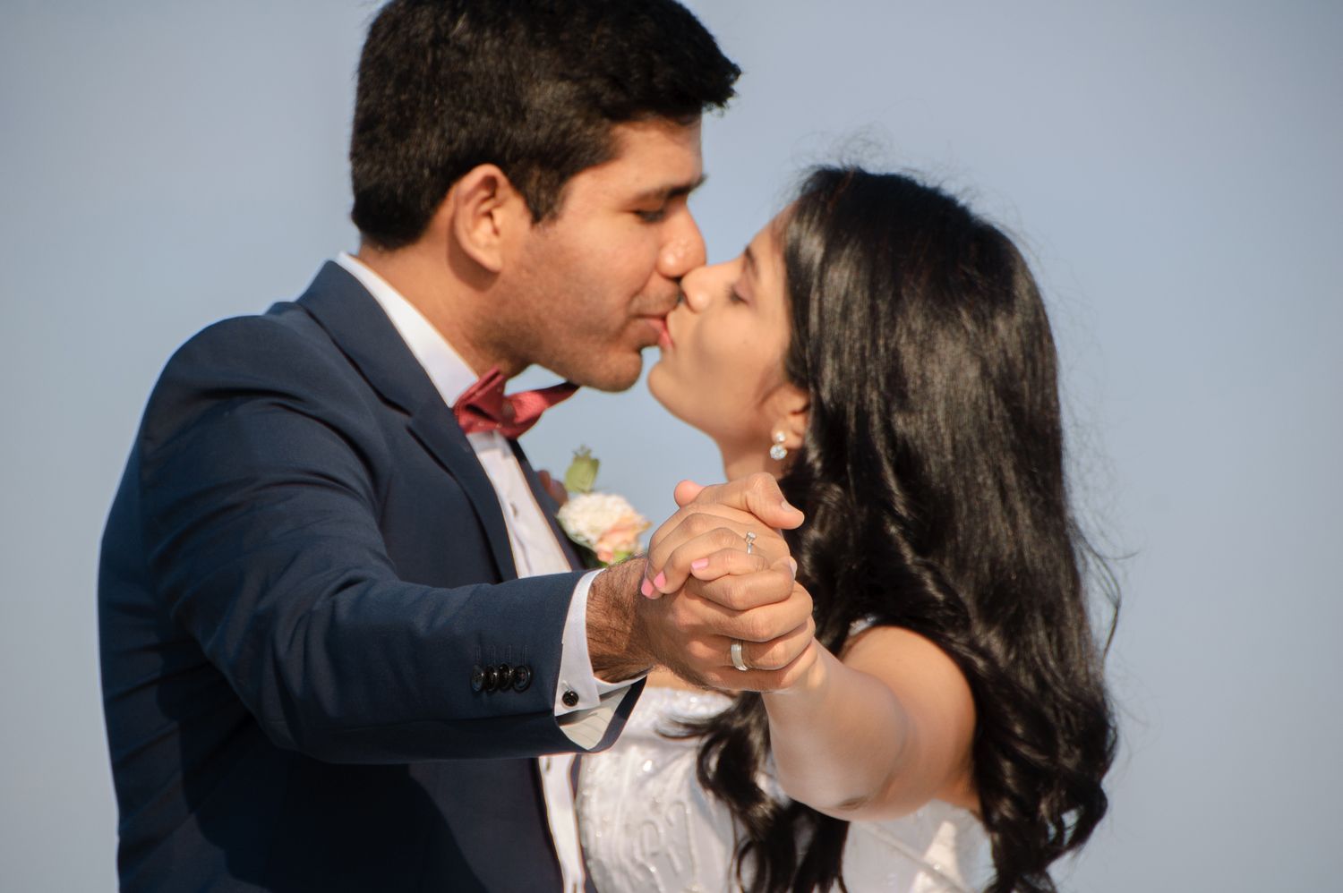 wedding photo of Indian couple kissing in new port richey