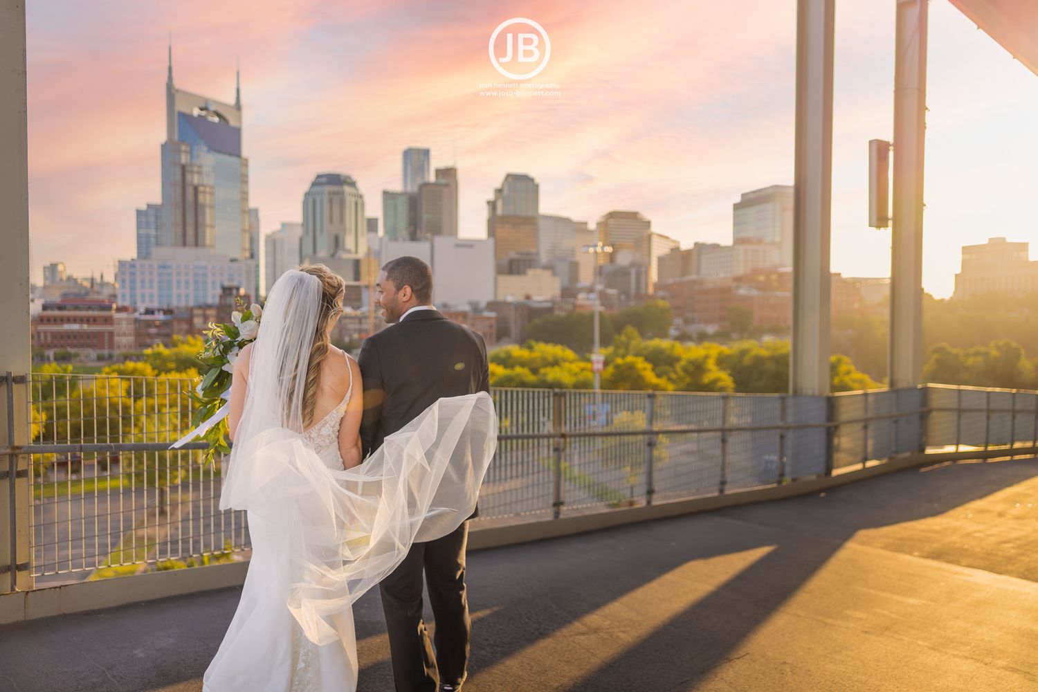 Nissan Stadium Wedding. TN Titans. Nashville Skyline. By Nashville Wedding Photographer - Josh Bennett Photography