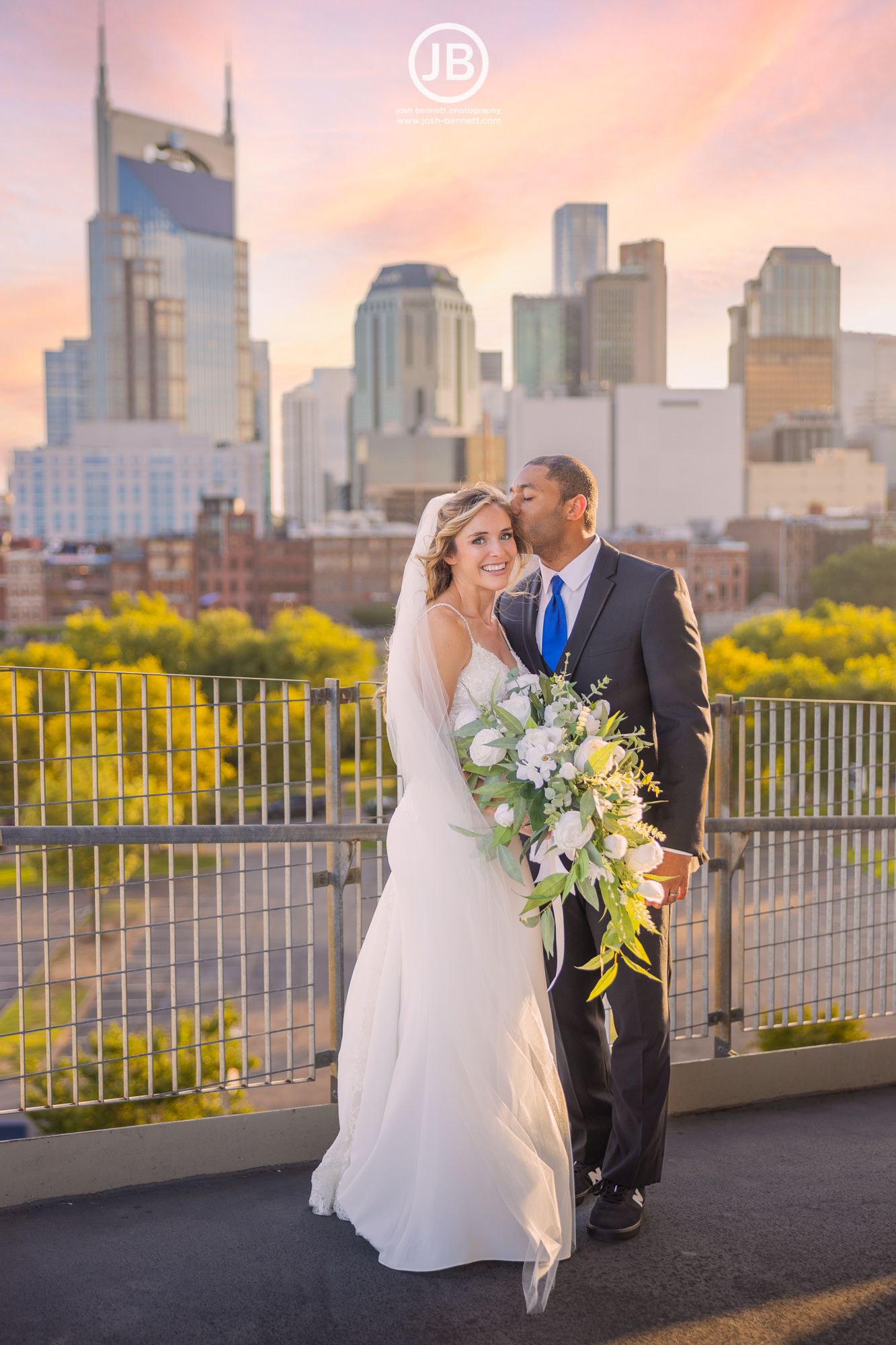 Nissan Stadium Wedding. TN Titans. Nashville Skyline. By Nashville Wedding Photographer - Josh Bennett Photography