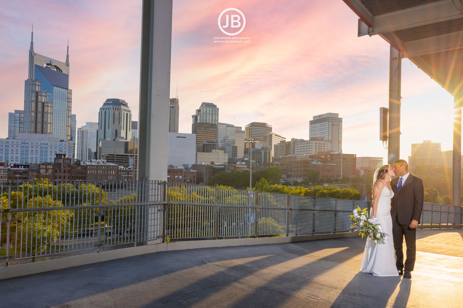 Nissan Stadium Wedding. TN Titans. Nashville Skyline. By Nashville Wedding Photographer - Josh Bennett Photography
