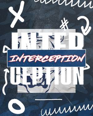 Typography design displaying 'Interception' in white text on a dark blue background.