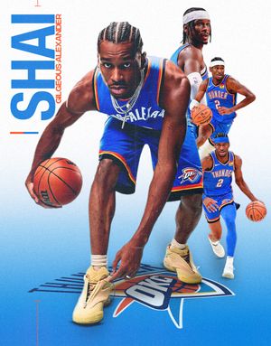 Basketball player in blue uniform and yellow shoes shown in dynamic action poses.