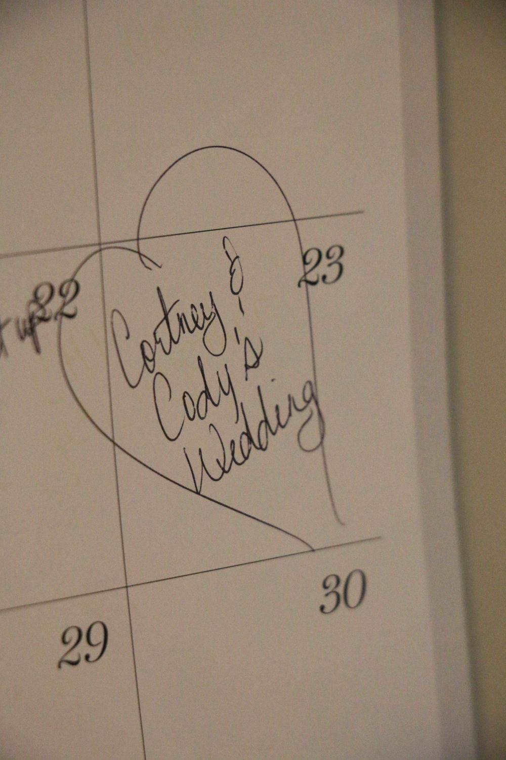 Every detail...I loved noticing this calendar. So much prep  for the wedding day, it seems so far away and then your there!