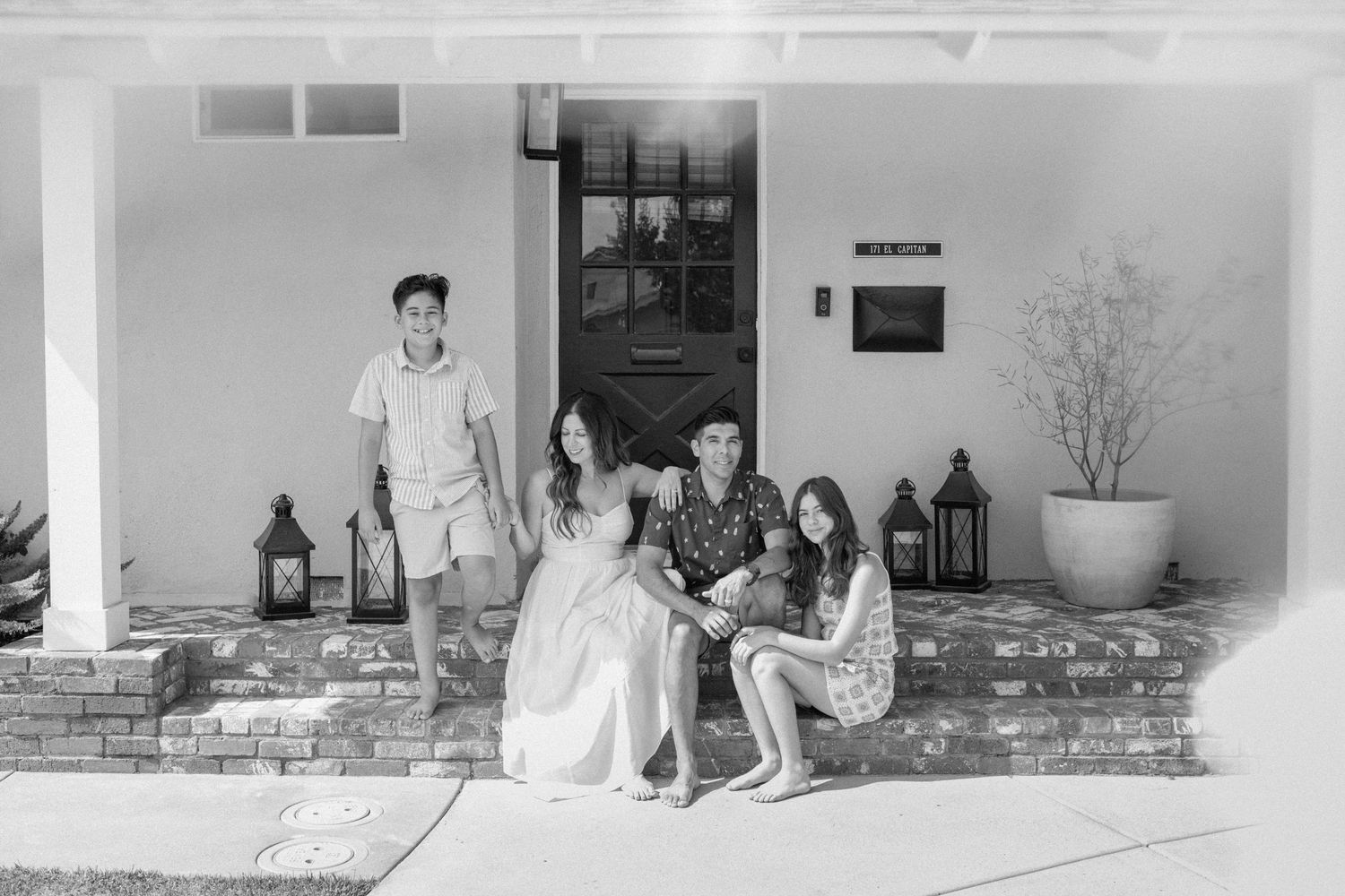 A black and white photo collage featuring architectural views and outdoor scenes with people relaxing in various settings.