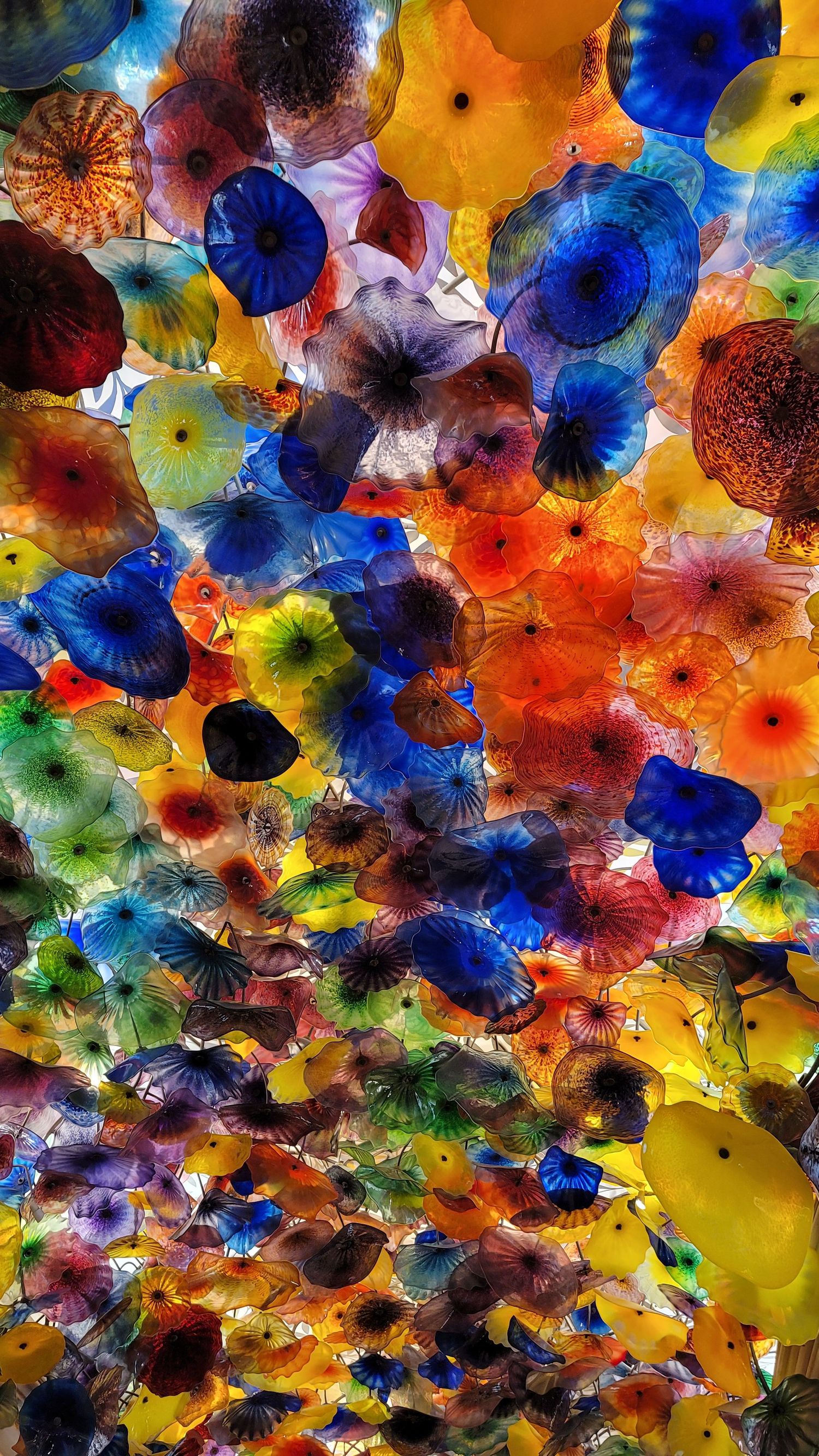Colorful glass ceiling art installation at a Las Vegas Bellagio
