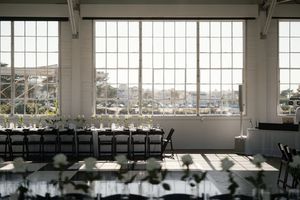 Modern industrial venue with large windows and natural light streaming in. Gallery 308 San Francisco Wedding Photographer