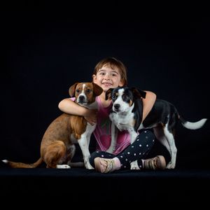 Supporting a rescue in home  studio photoshoot with two rescue dogs