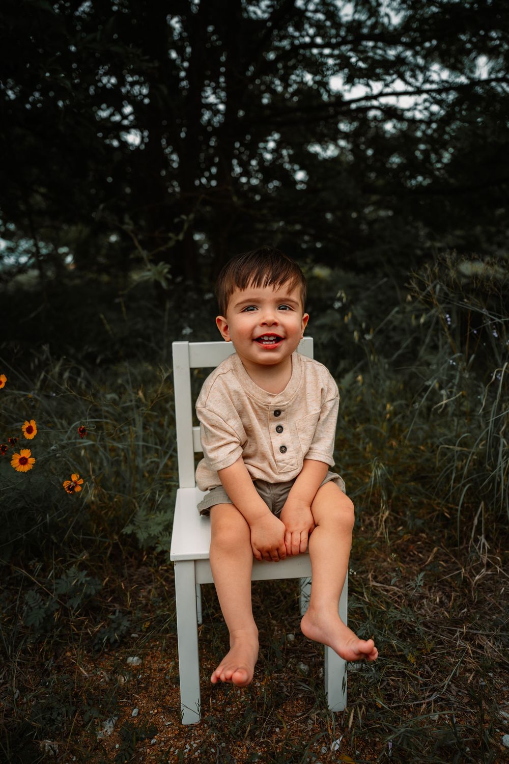 toddler boy portraits outdoors at a DFW park