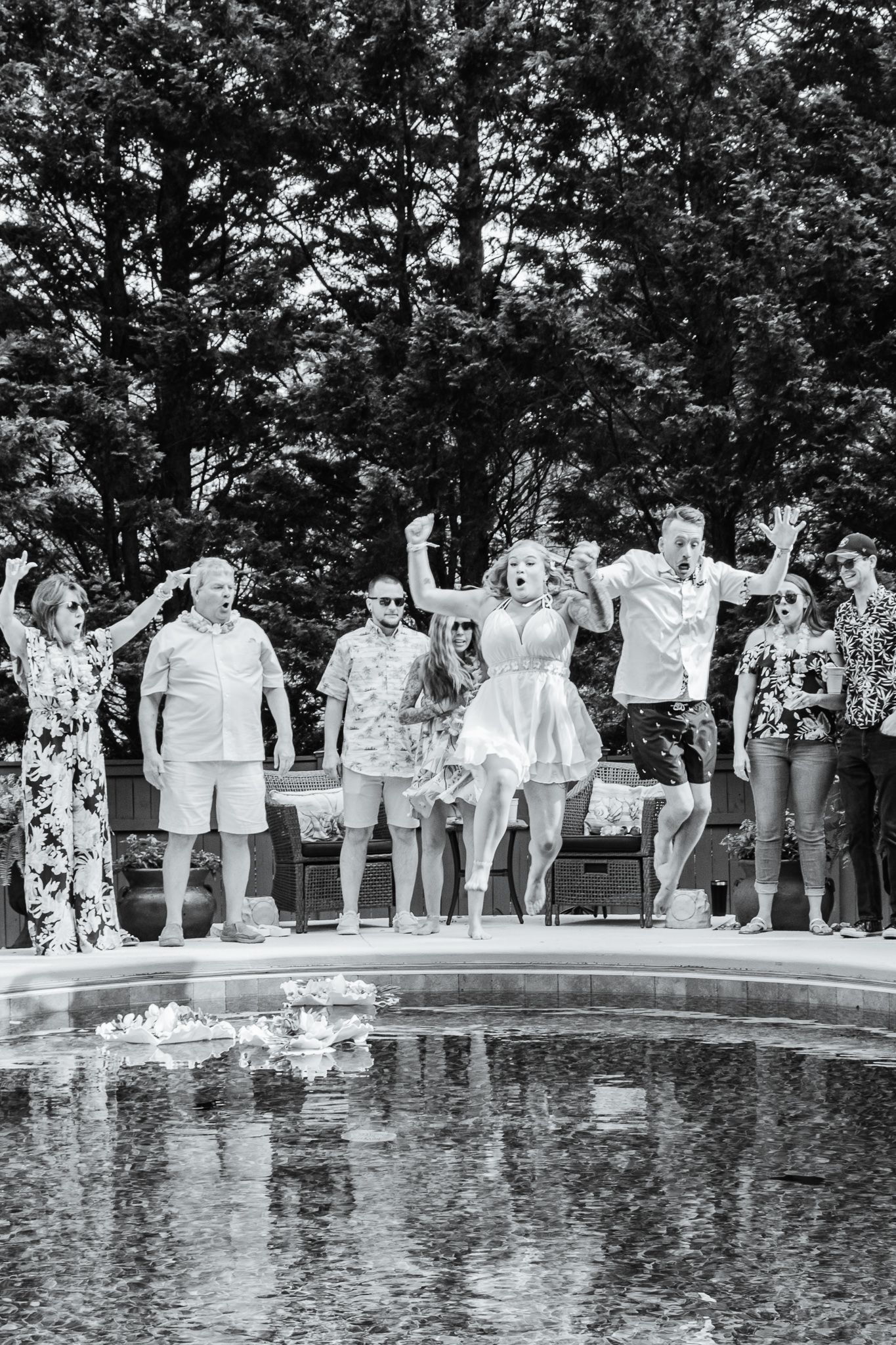 Bride & Groom Exit | Jumping into Pool | K Murphy Photos | Roanoke, Virginia | Wedding & Event Photography