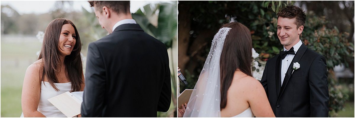 Intimate outdoor wedding ceremony moments in a garden setting.