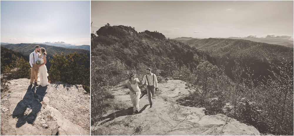 Dramatic black and white landscape photos of mountain ridges and rocky terrain.