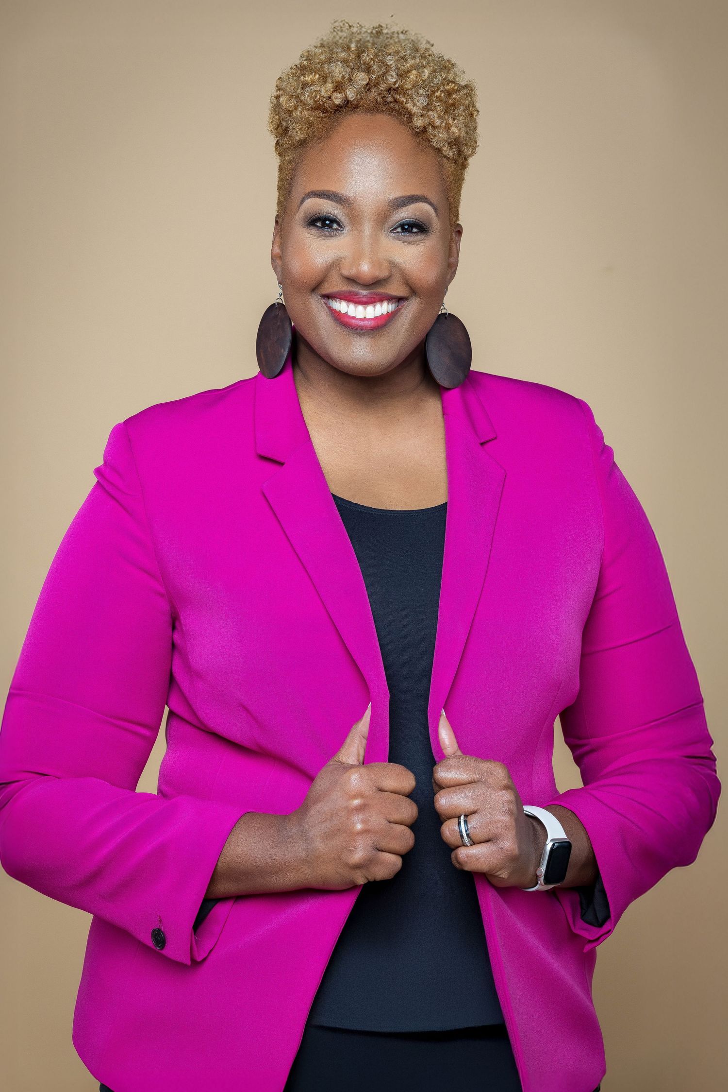 Professional headshot of a confident businesswoman in Alpharetta, GA studio
