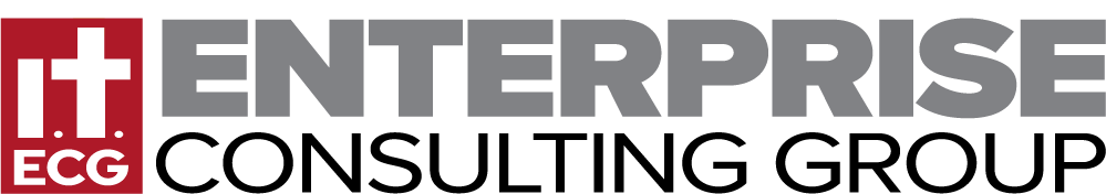 Enterprise Consulting Group's red and gray company logo featuring block letters on white background.