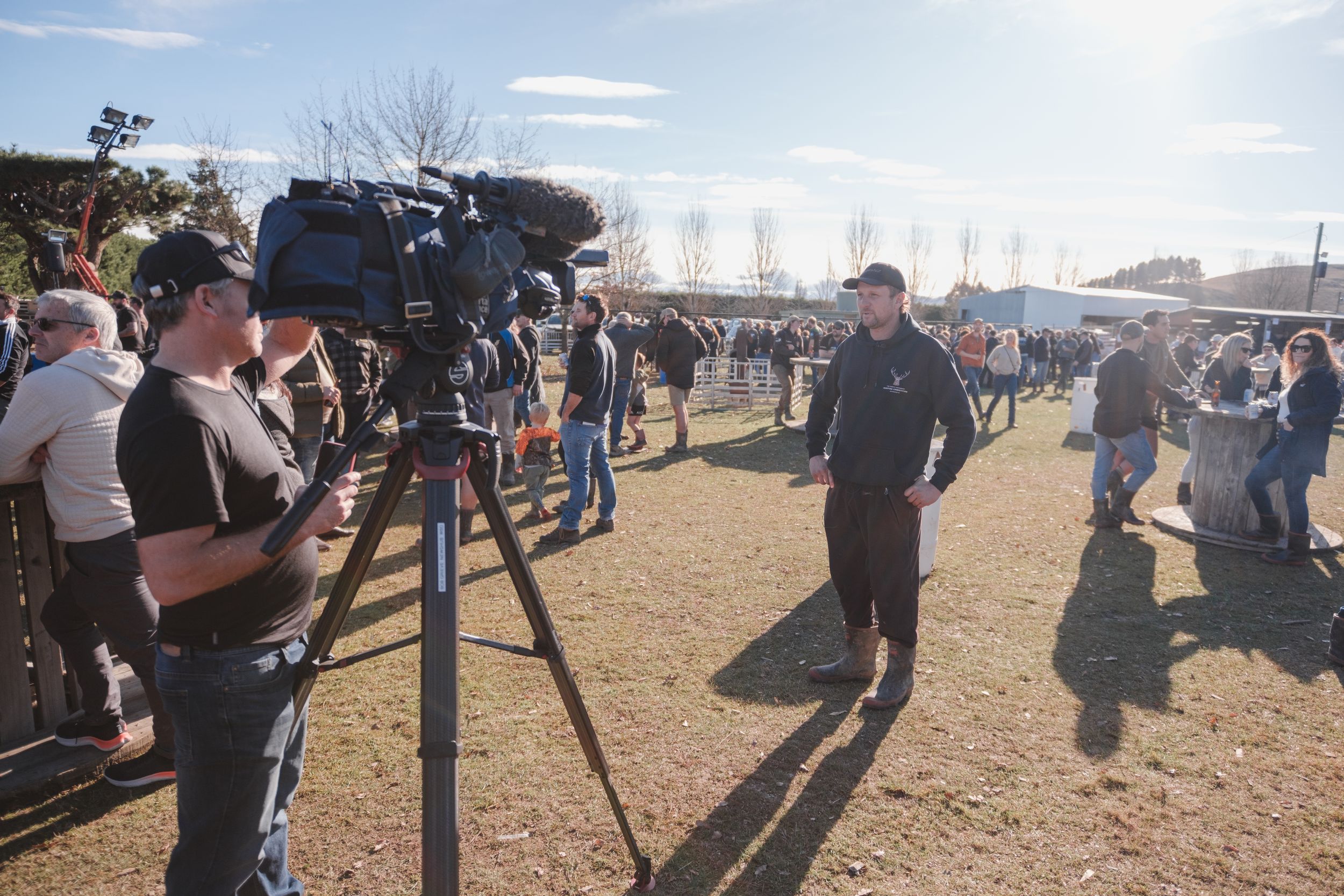 Matt Bailey being interview by the news about the cats at North Canter hunting comp