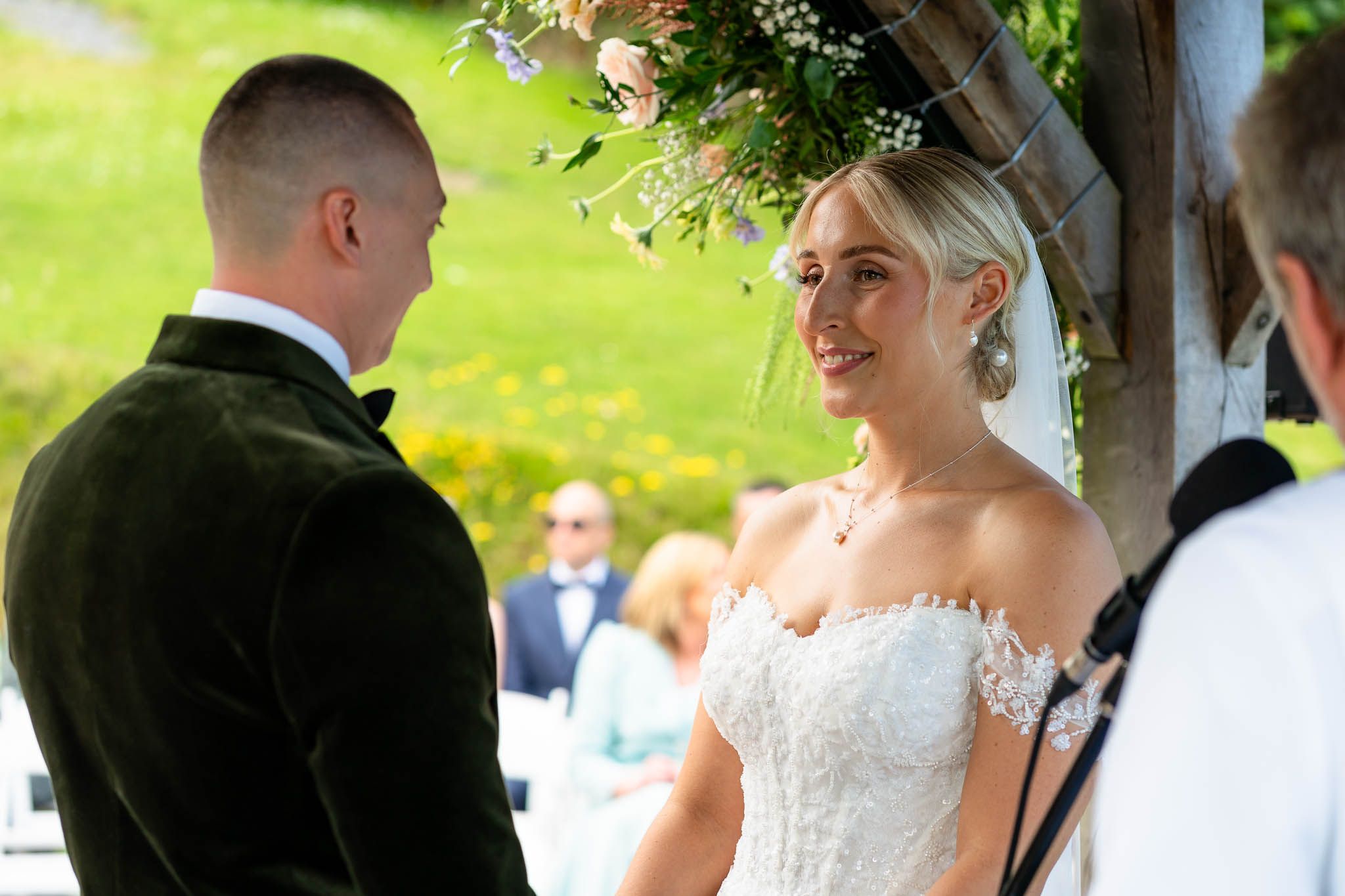 Happy couple during their coastal Wedding ceremony in North Devon at Sandy Cove