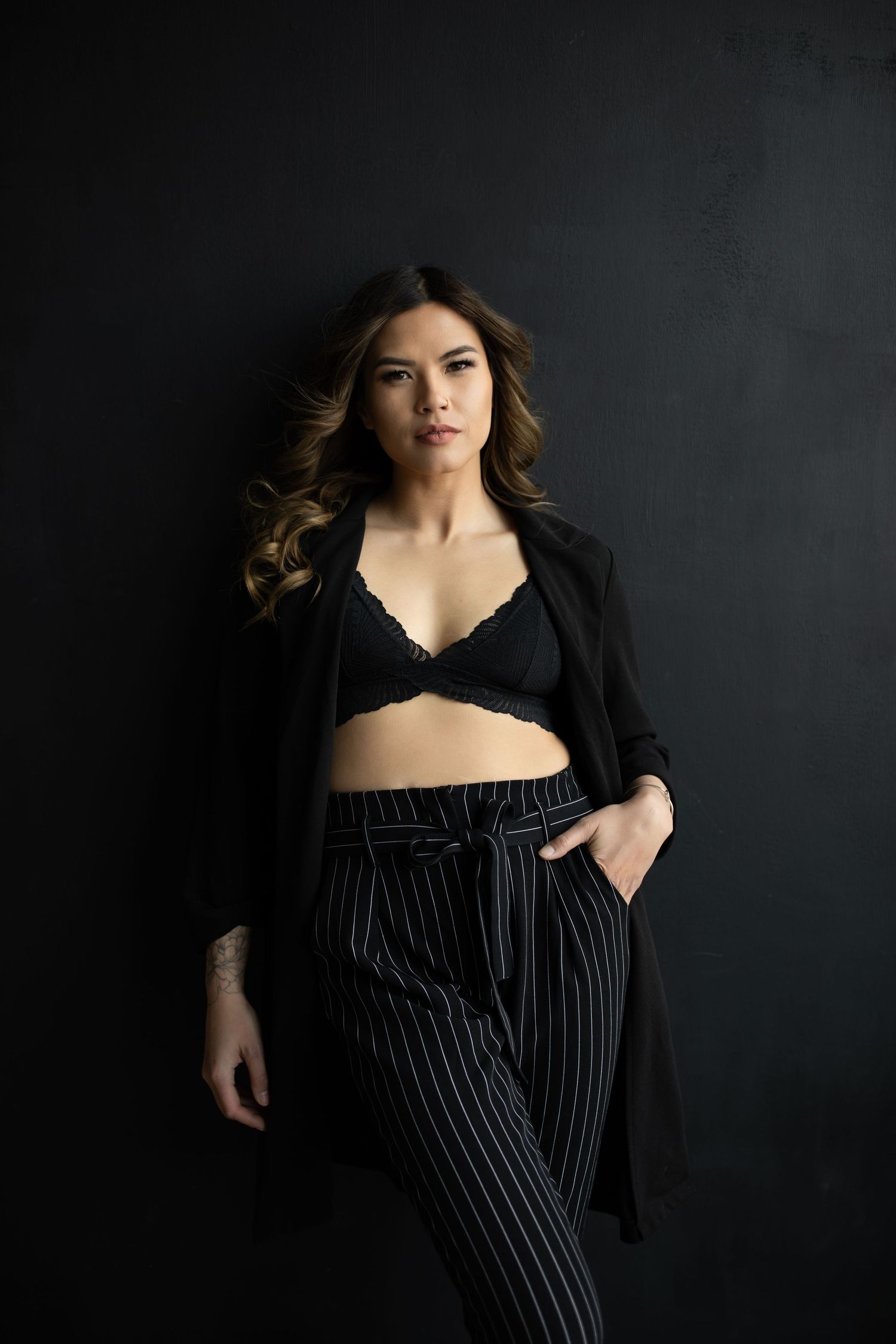 studio calgary branding photographer posing for photoshoot