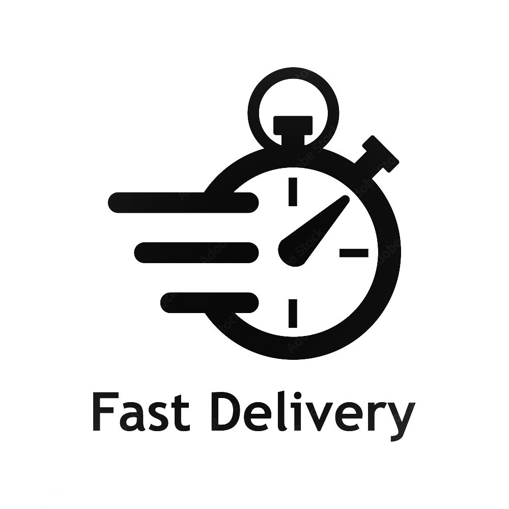 Simple black fast delivery icon design on transparent background.
