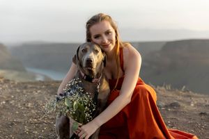 Swan Falls Dam Kuna Idaho girl spring with her dog