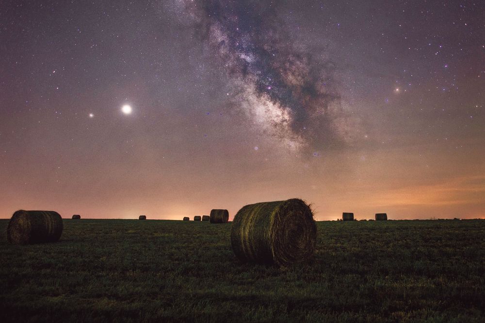 milky way of Southern Iowa hay field, astro