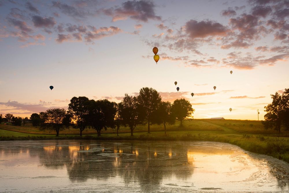 sunrise photo of national balloon classic indianola, Iowa Landscape Photographer