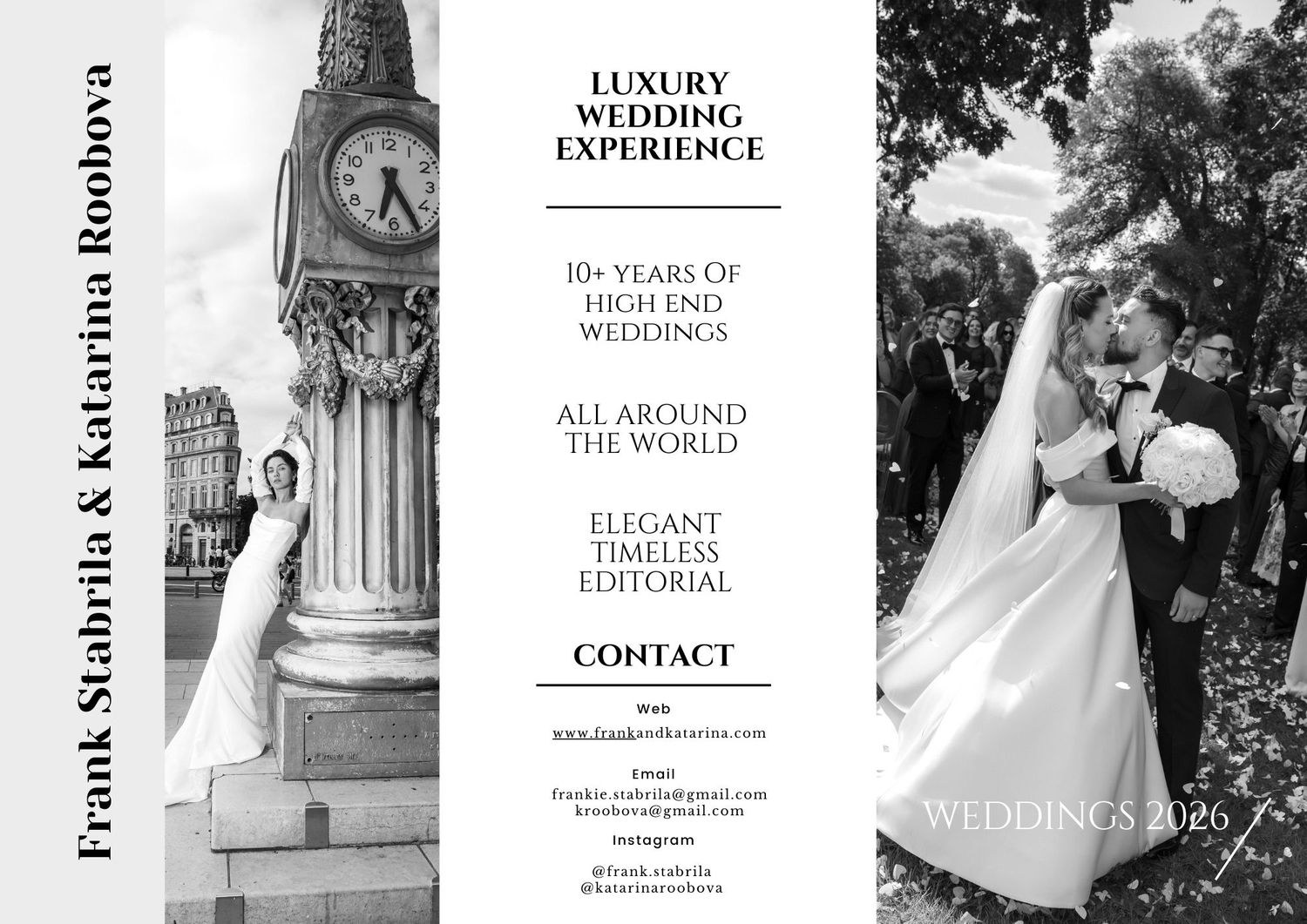 Professional wedding photography website design template with luxury branding and portfolio sections.