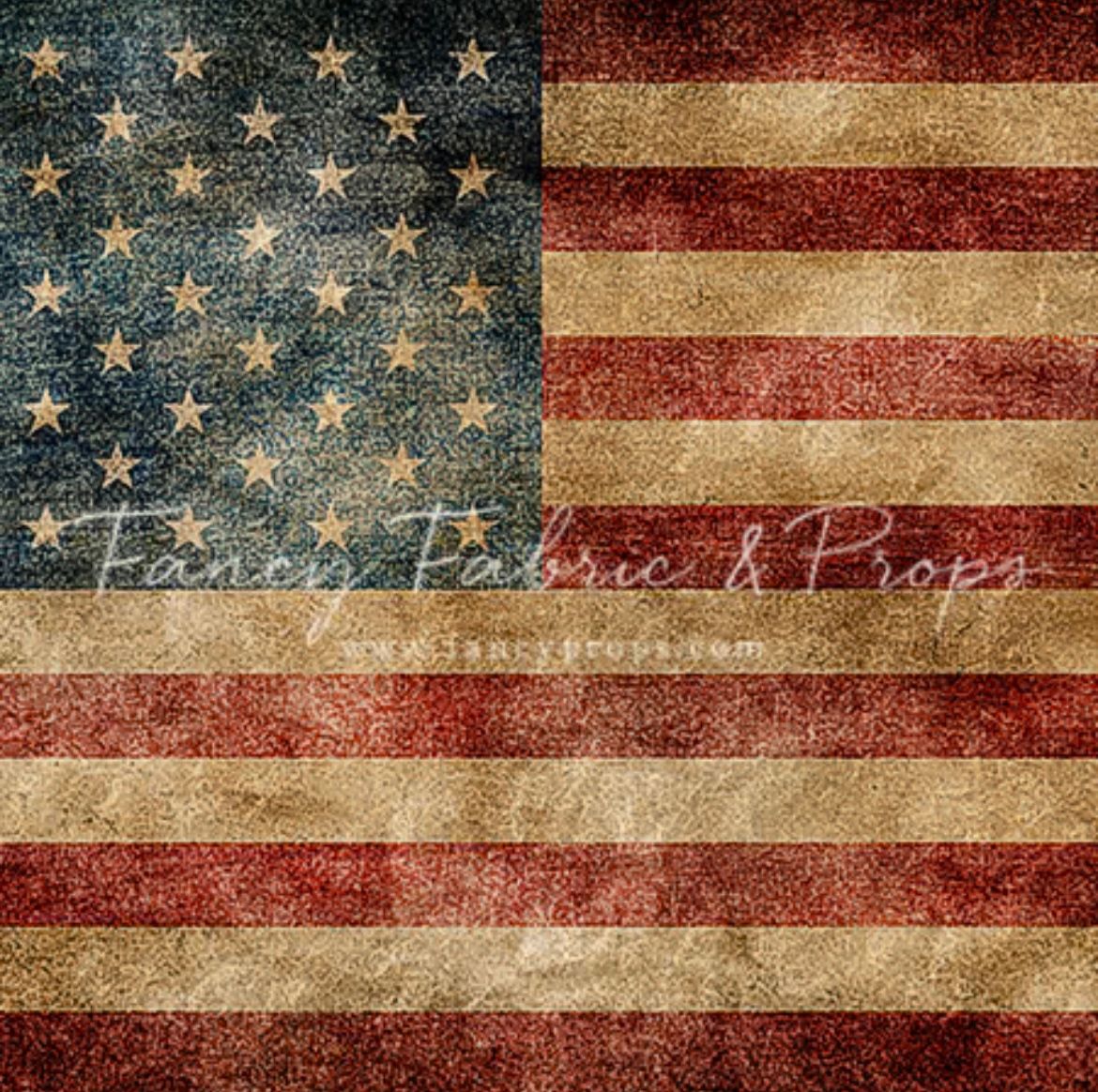 Grunge style American flag design with vintage distressed textures and muted red, white and blue colors.
