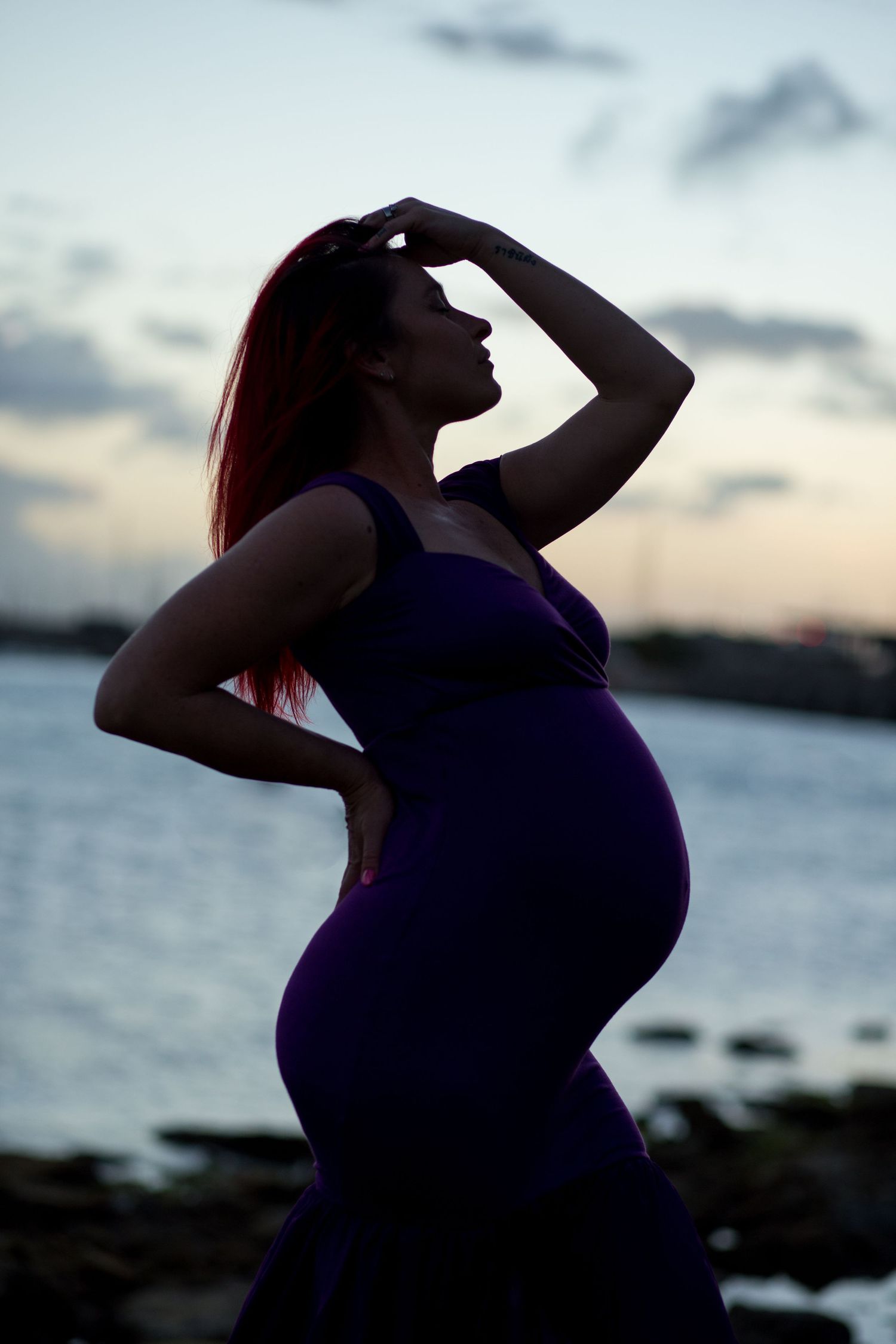 Maternity portrait. Silhouette. Condado Lagoon. San Juan, Puerto Rico.