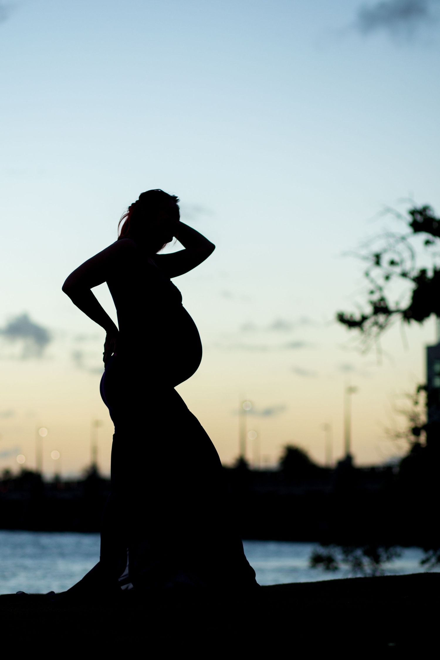 Maternity portrait. Silhouette. Condado Lagoon. San Juan, Puerto Rico.