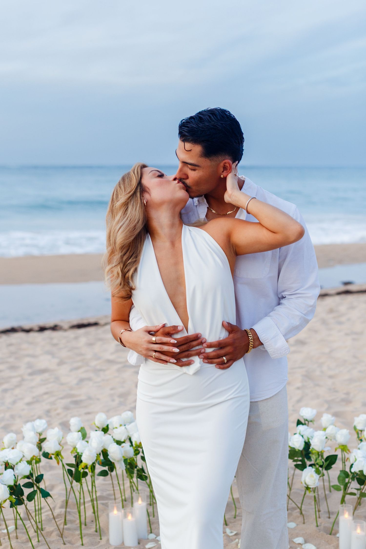 Couples portrait on the beach. Marriage proposal. San Juan, Puerto Rico.