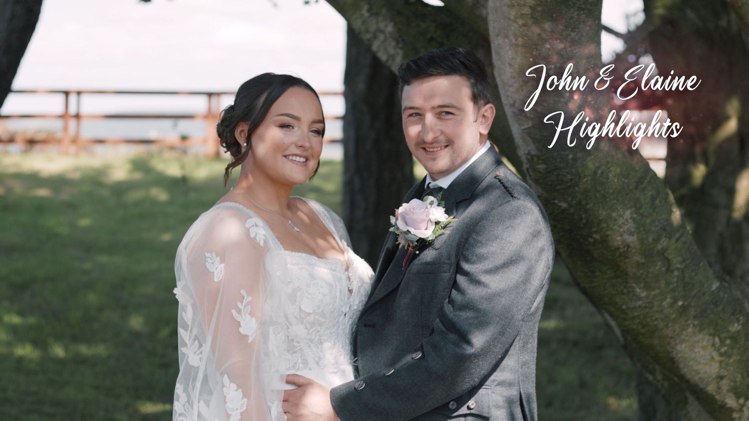Bride and Groom outside in Stranraer farm wedding