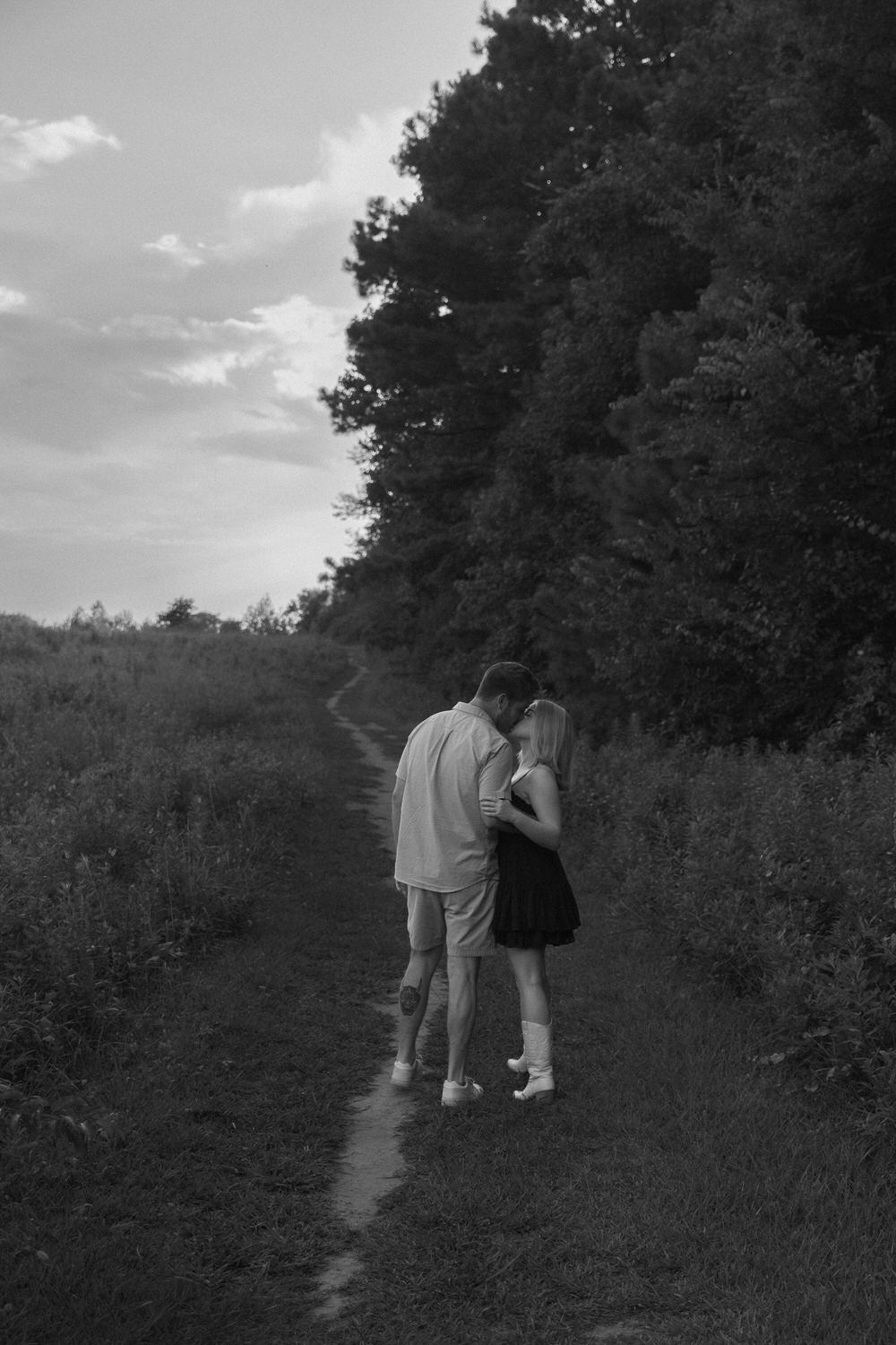 Romantic couples session in Blue Ridge, Georgia mountains at sunset.